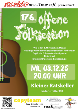 176. Offene Folksession im Kleinen Ratskeller - Eintritt frei (Veranstaltung des Kreuzberg on KulTour e.V.)